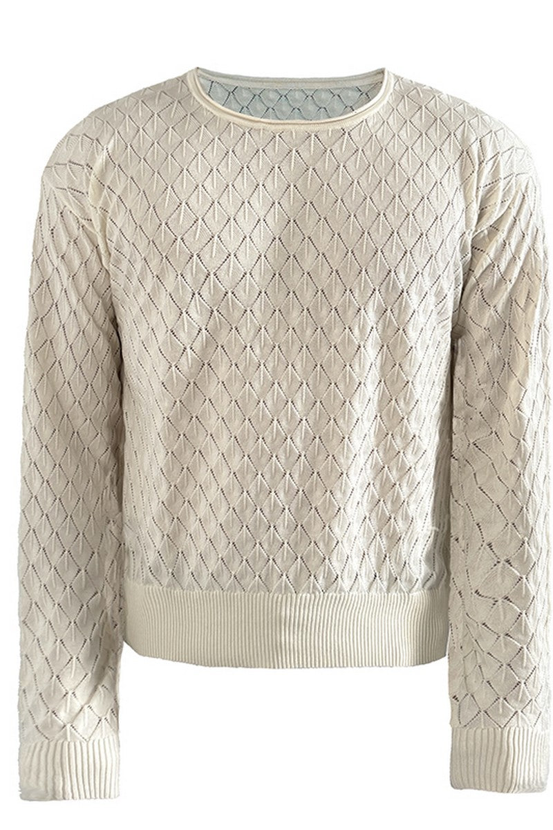 Diamond Cutout Knit Long Sleeve