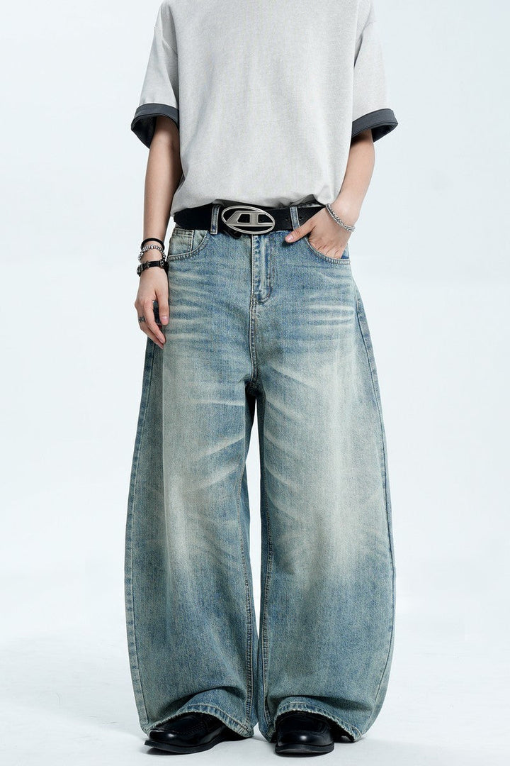 Washed Whisker Blue Jeans