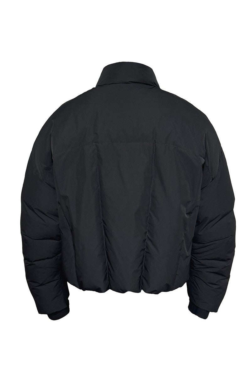 Curved Zip High Neck Puffer