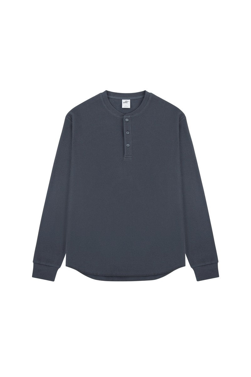 Waffle Henley Long Sleeve Tee