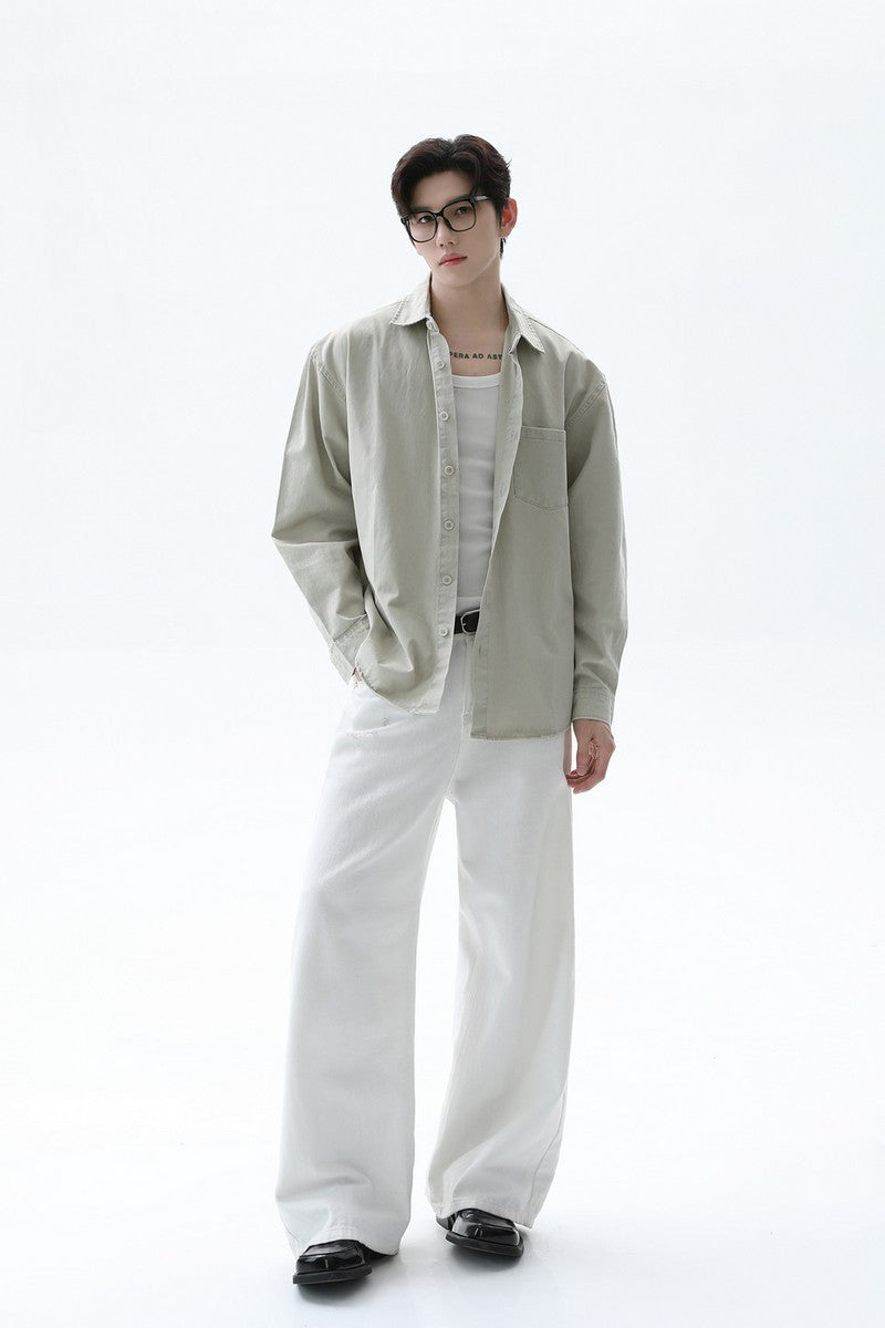 Washed Cotton Minimal Shirt