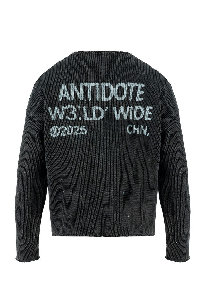 Distressed Paint V-Neck Sweater