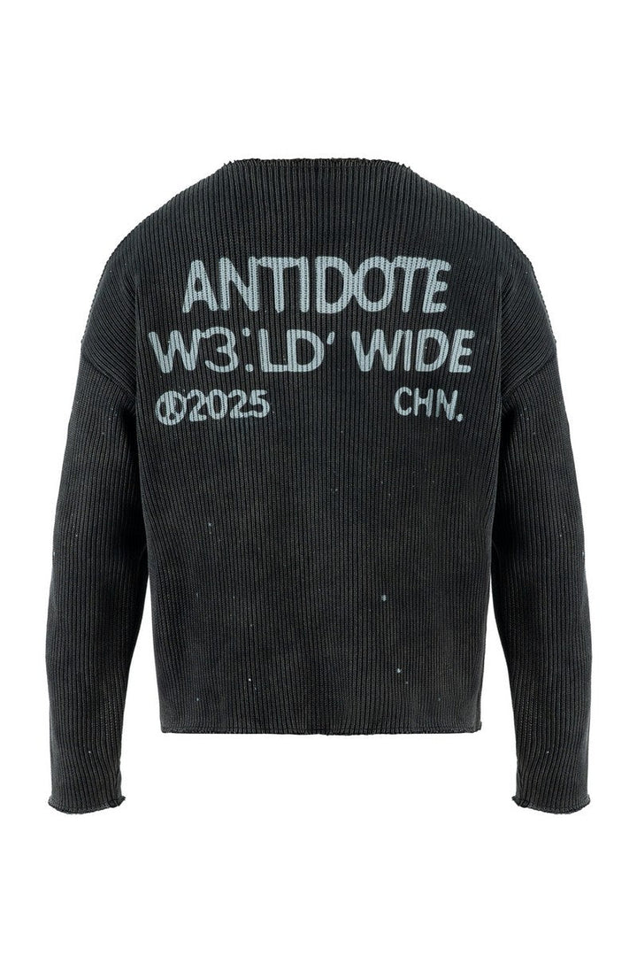 Distressed Paint V-Neck Sweater