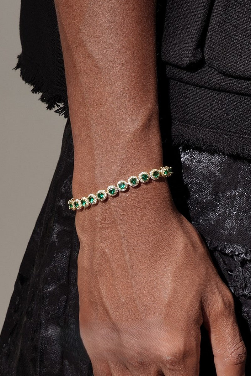 Gold Green Gem Tennis Bracelet