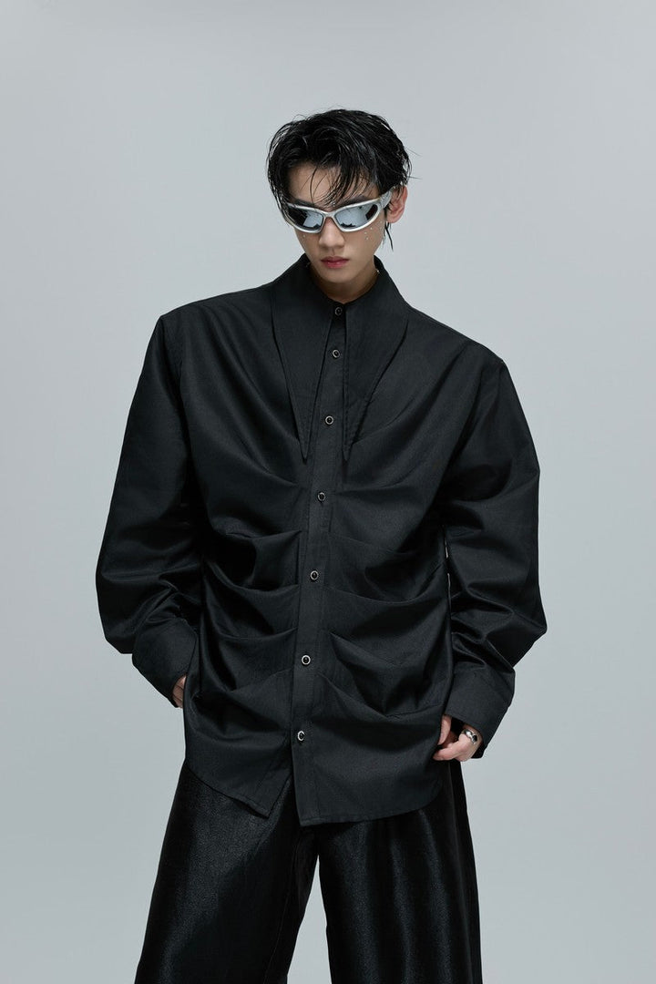 Ruched Scarf Collar Blouse