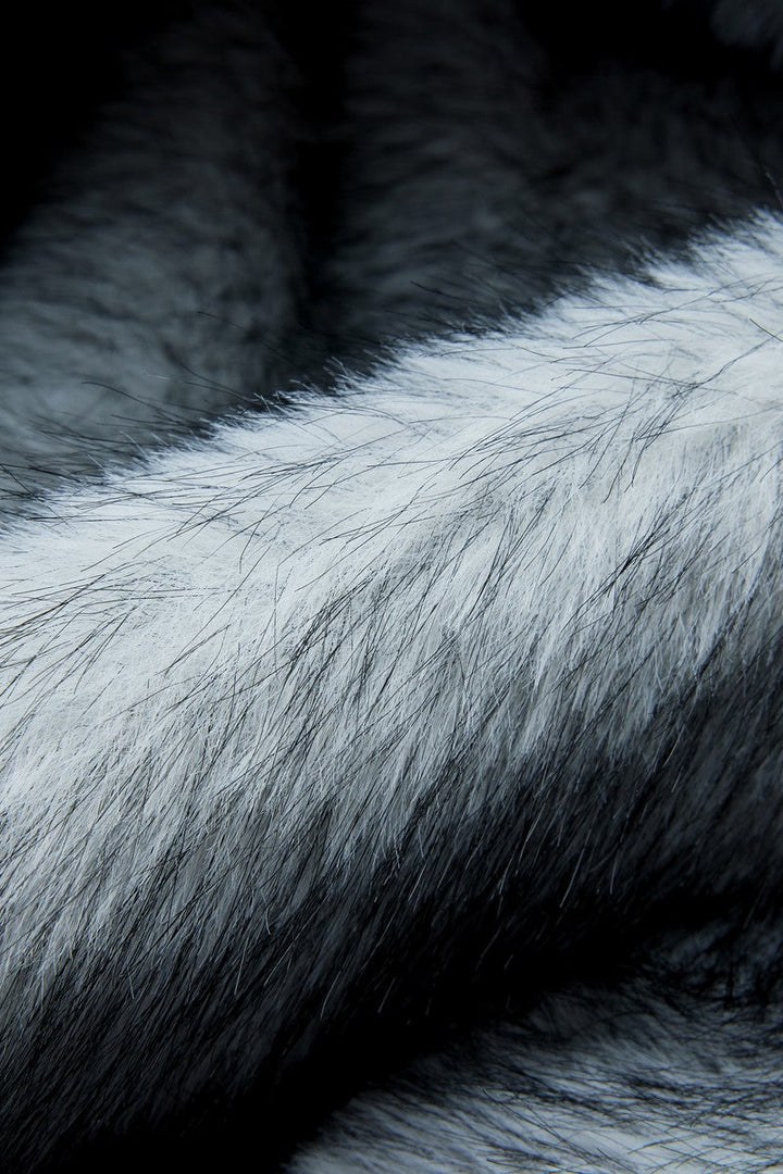Colorblock Faux Mink Hooded Jacket