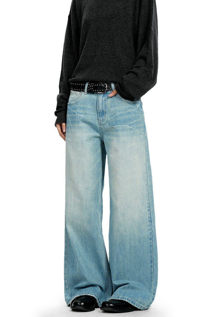 Cracked Blue Straight Jeans