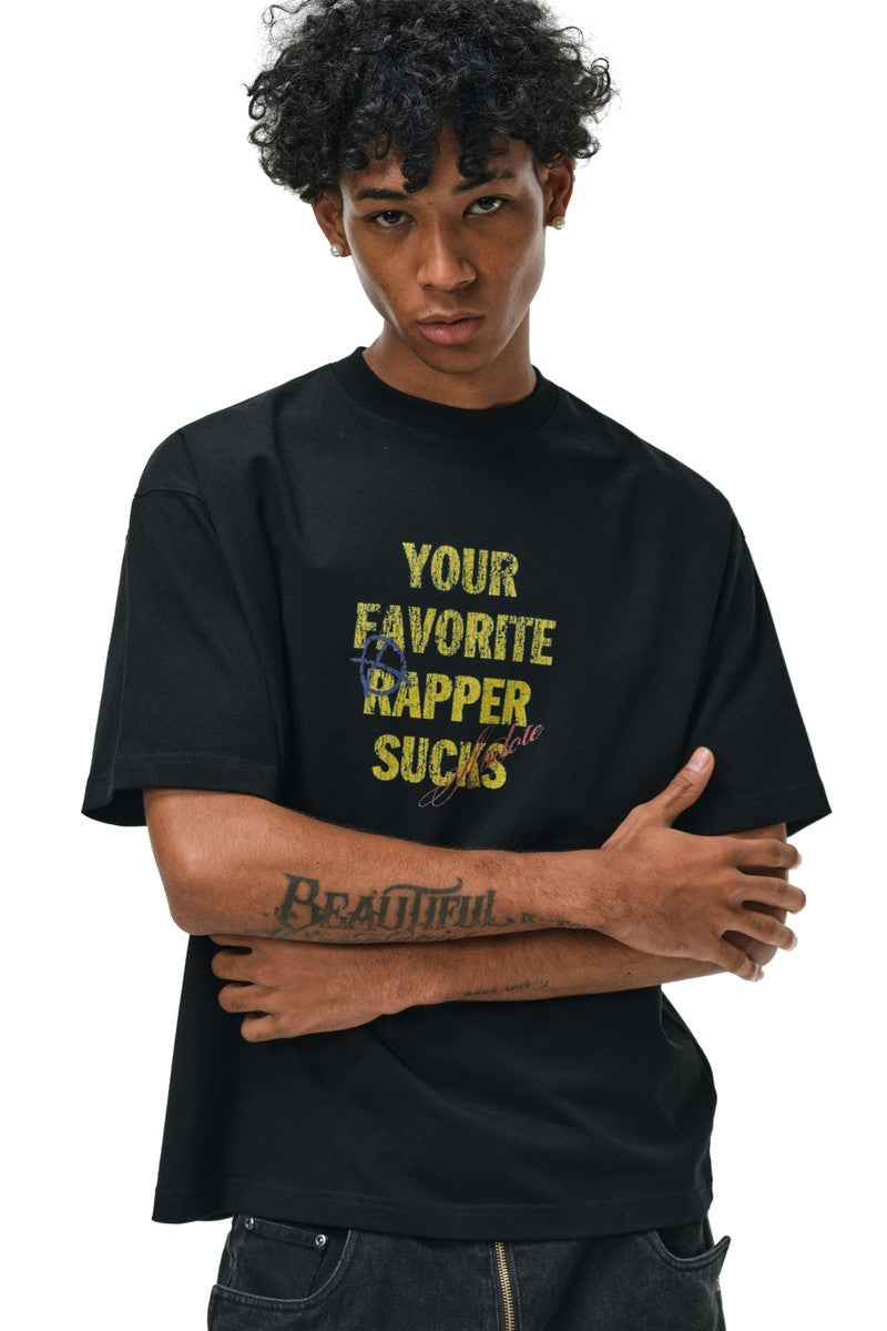 Distressed Slogan Print T-Shirt