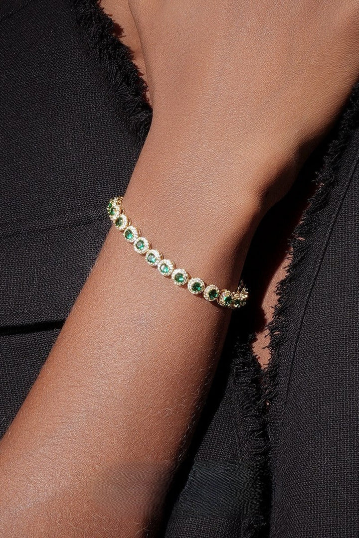 Gold Green Gem Tennis Bracelet