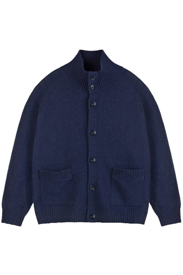 Wool Knit High Neck Cardigan