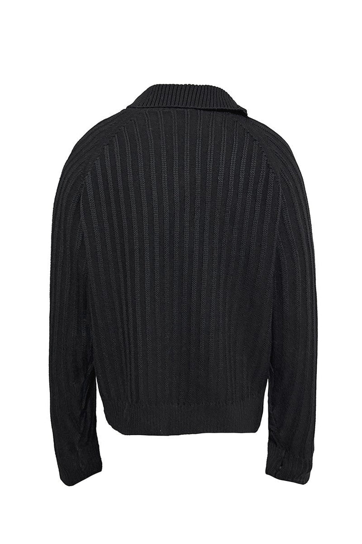 Ribbed Zip High Neck Sweater