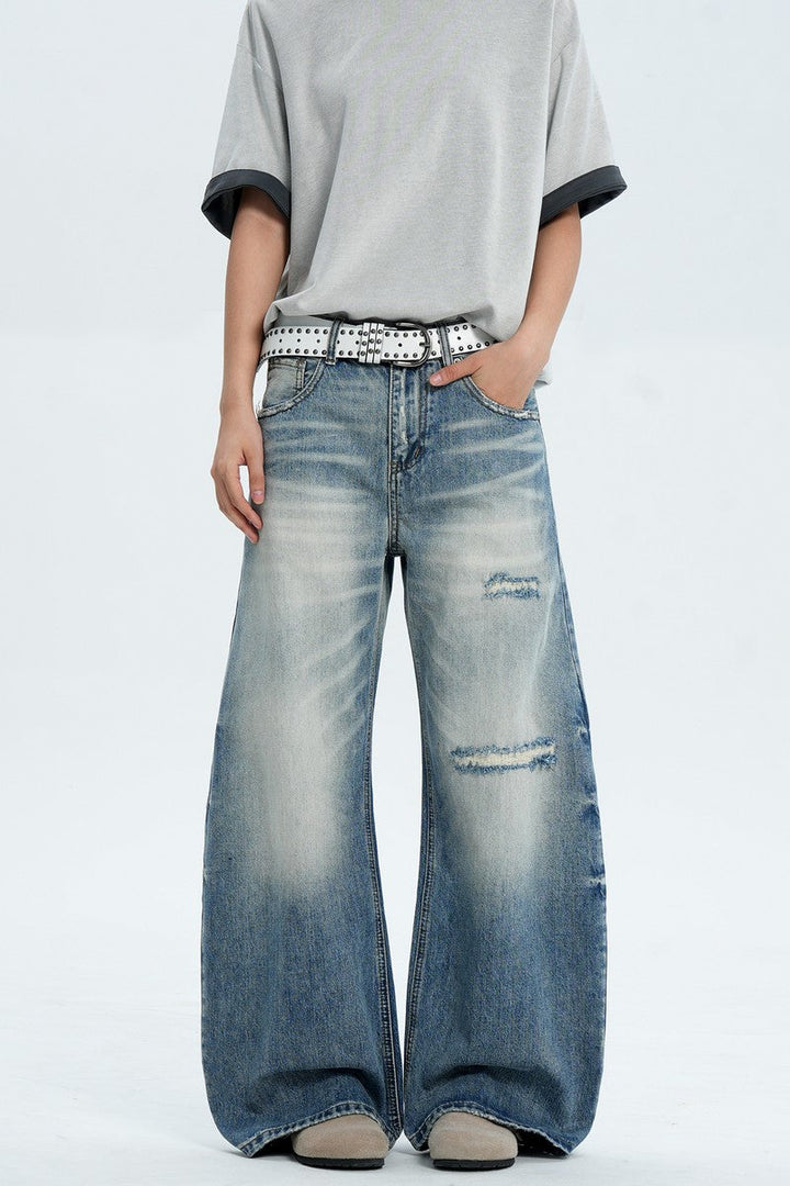 Destroyed Washed Wide Jeans