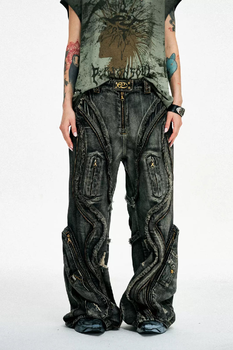 Alien Dirty Zipper Jeans