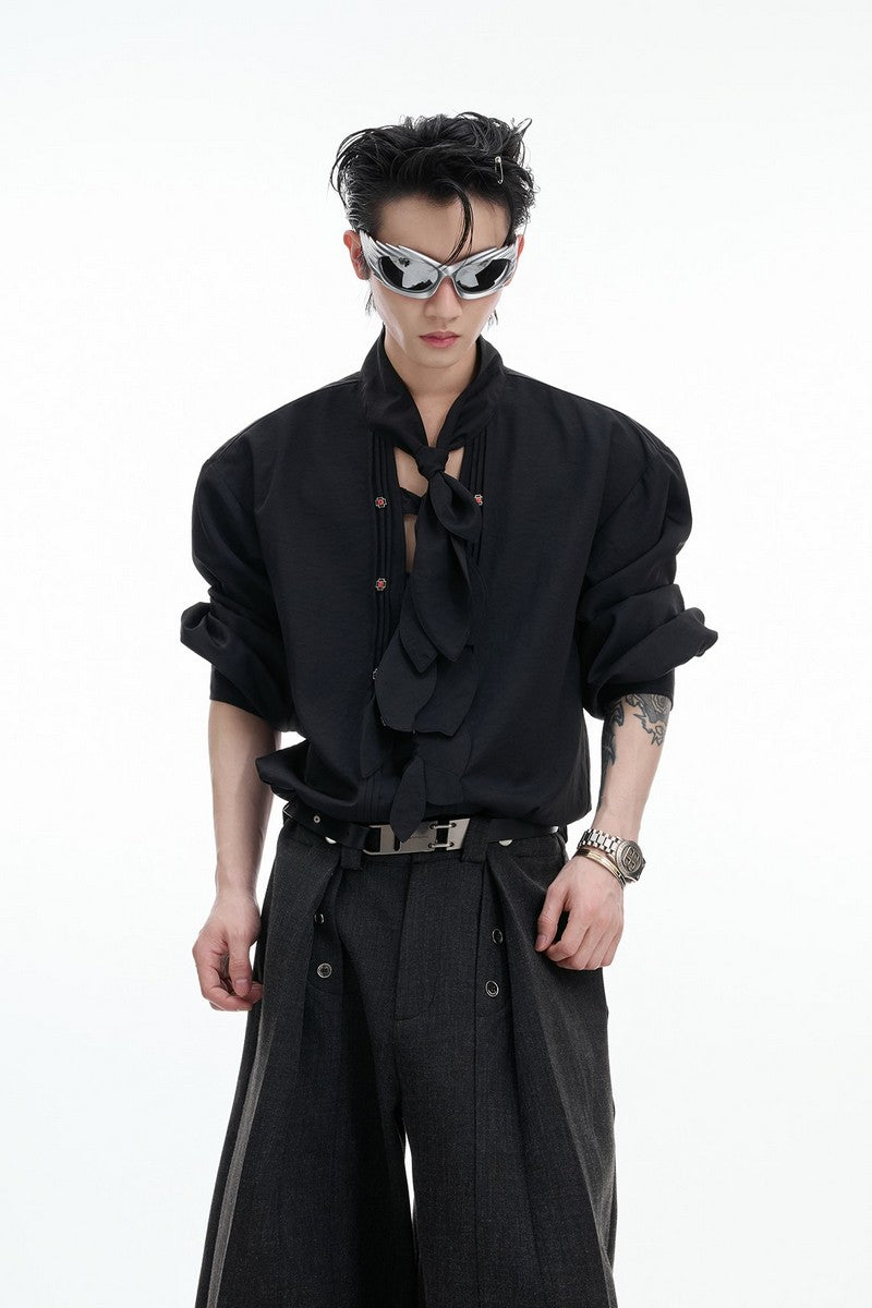 Scarf Neck Silk Shirt
