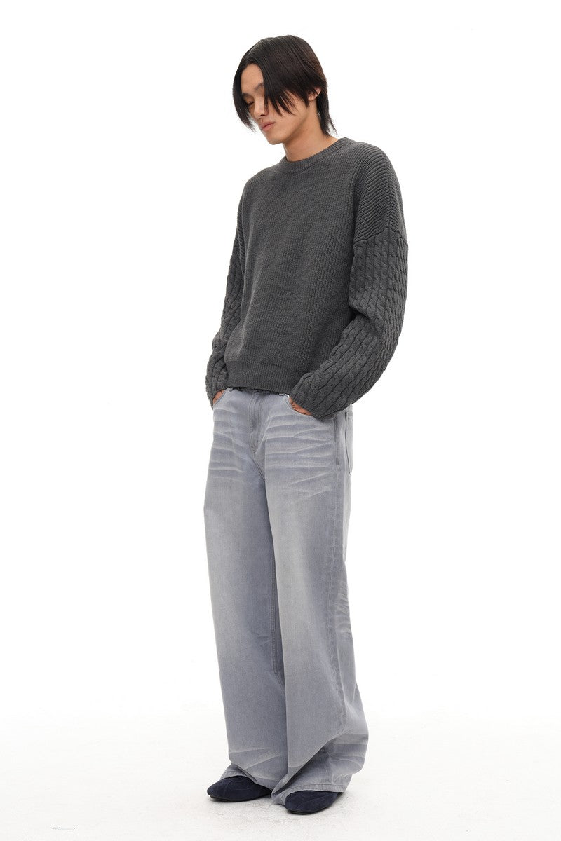 Cable Sleeve Cotton Sweater