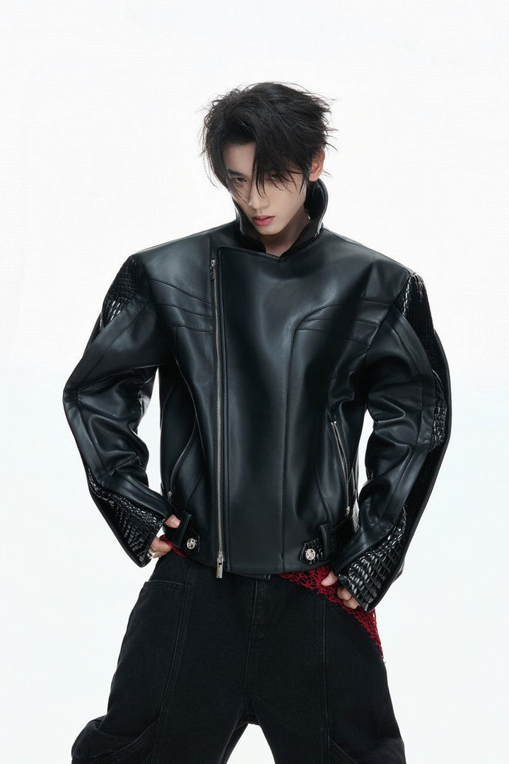 Crocodile Pattern Moto Jacket