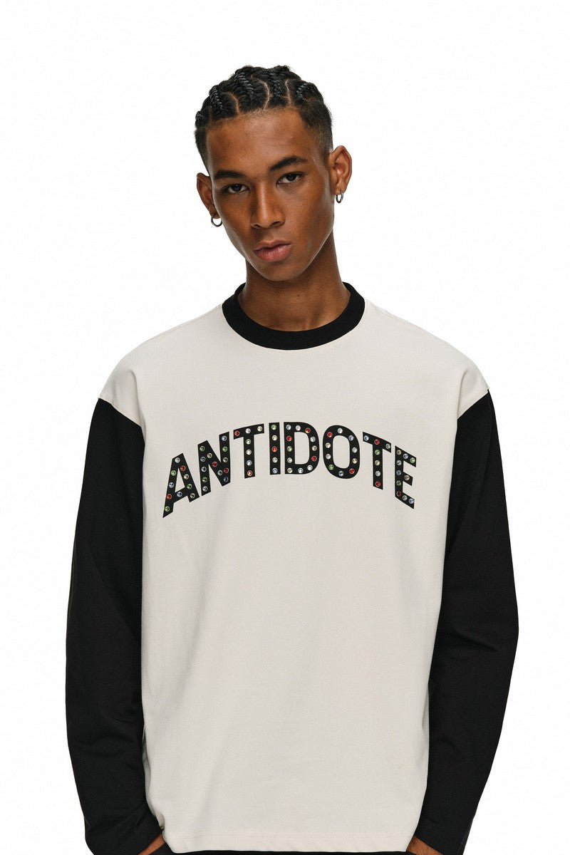 Rhinestone Raglan Long Sleeve Tee