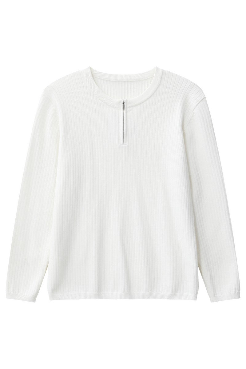 Textured Half Zip Knit Sweater