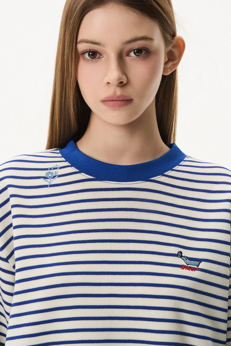 Nautical Stripe Embroidered Tee