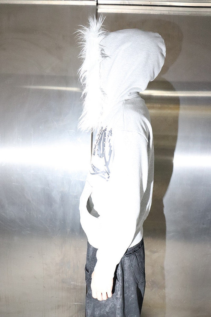 Studded Fur Trim Hoodie
