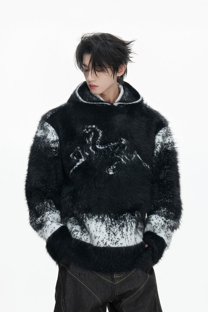Gradient Faux Mink Hoodie Sweater