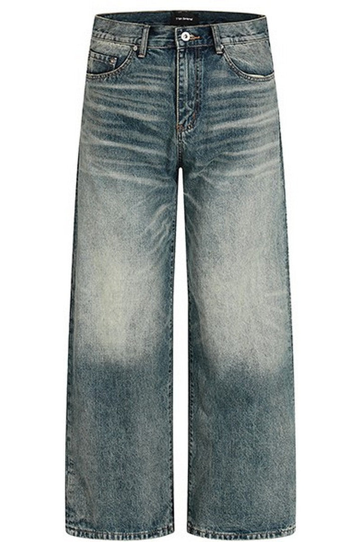 Whiskered Washed Loose Jeans