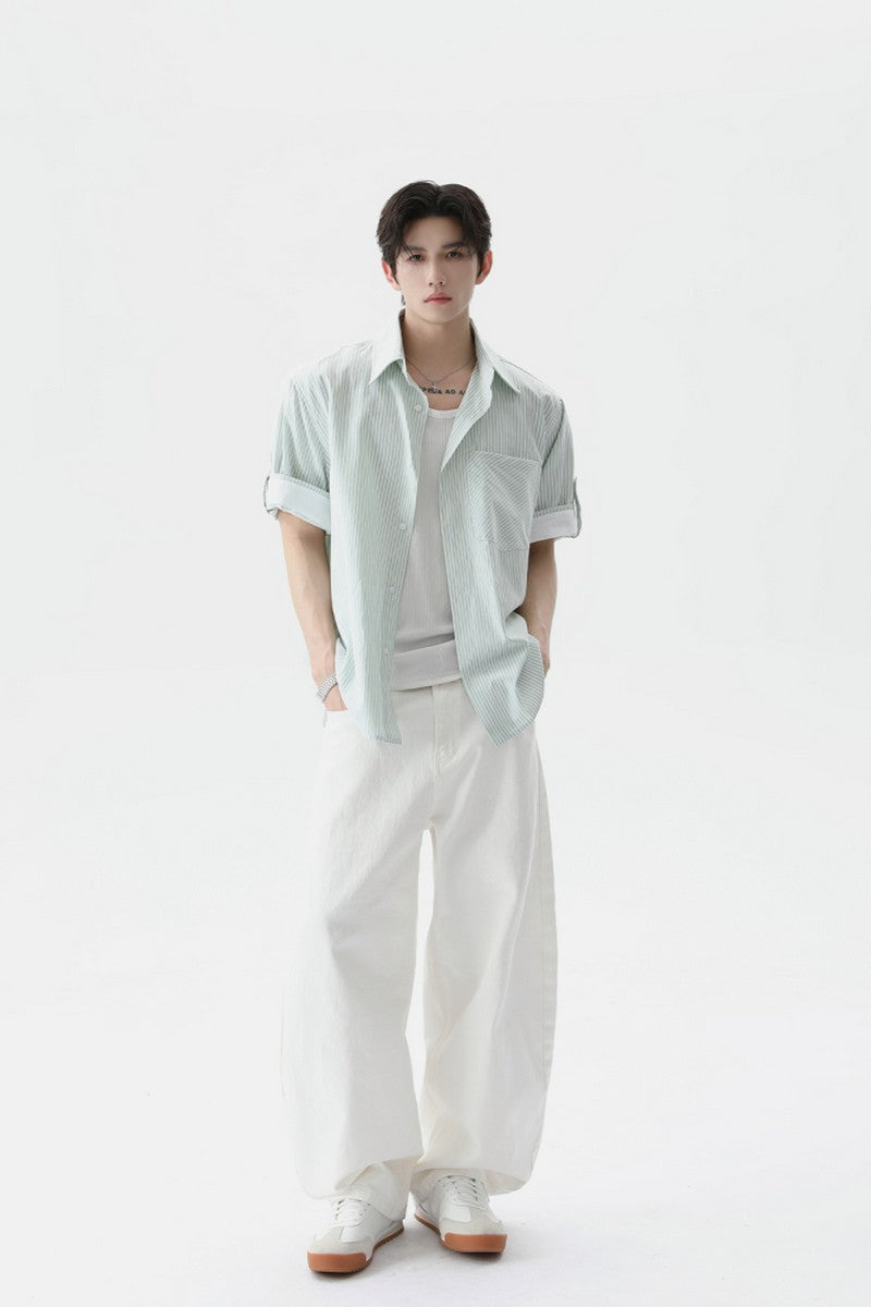 Washed Cotton Striped Shirt