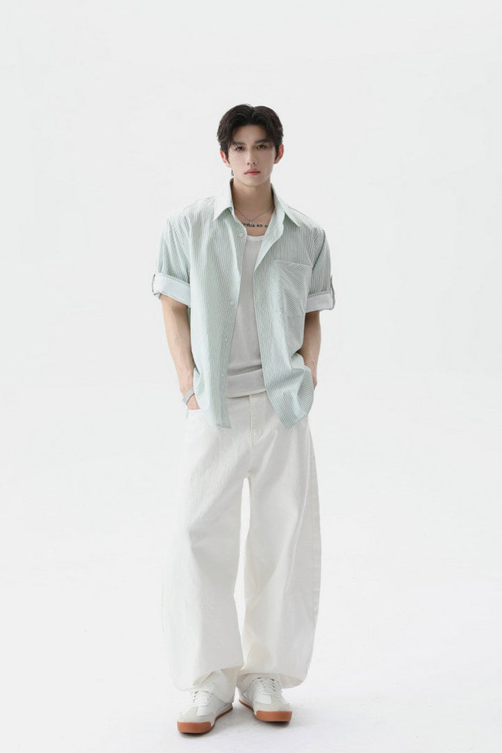 Washed Cotton Striped Shirt