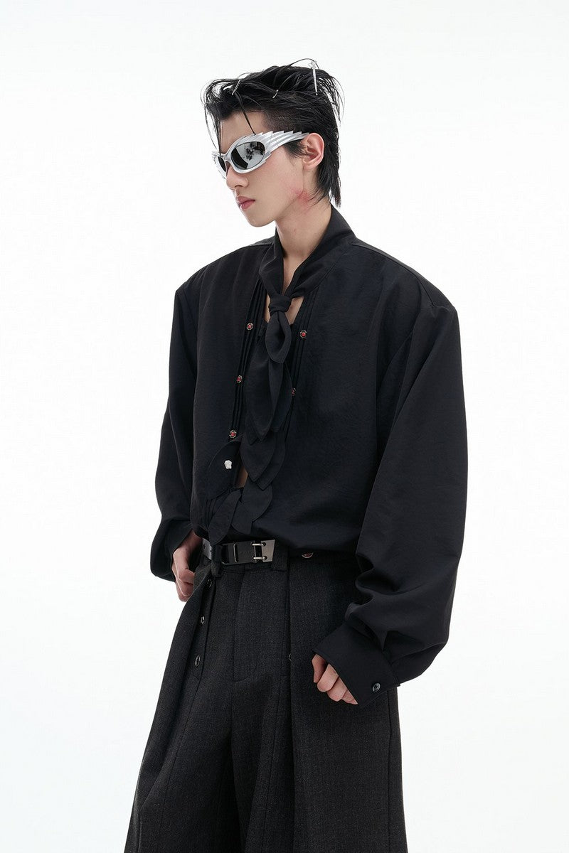 Scarf Neck Silk Shirt
