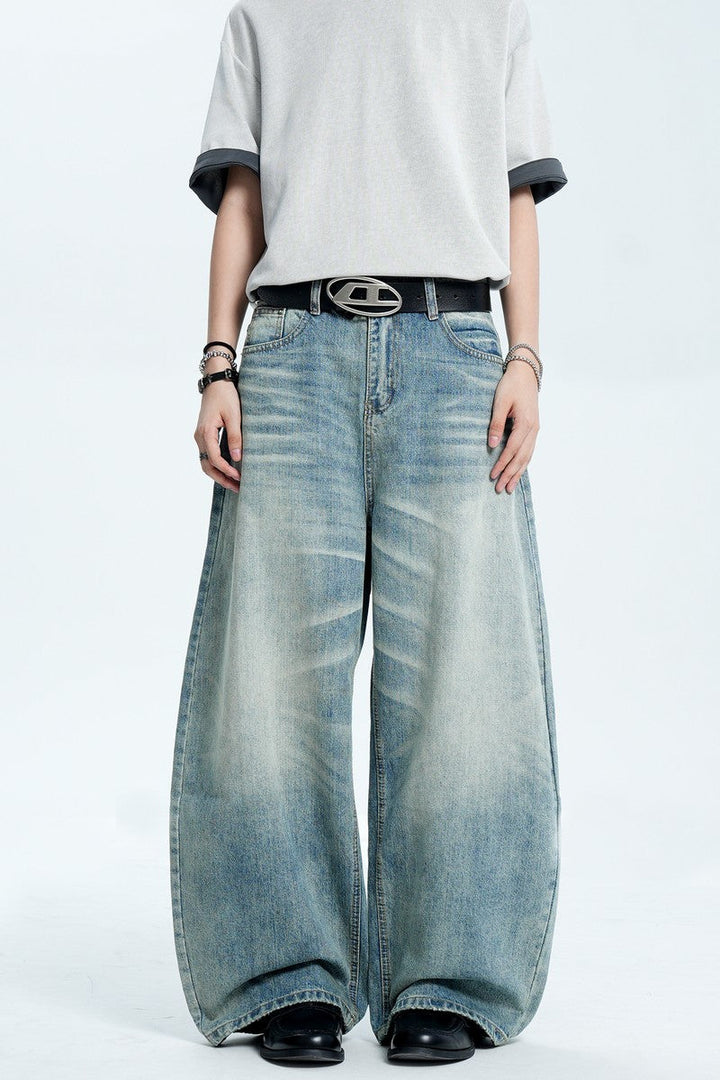 Washed Whisker Blue Jeans