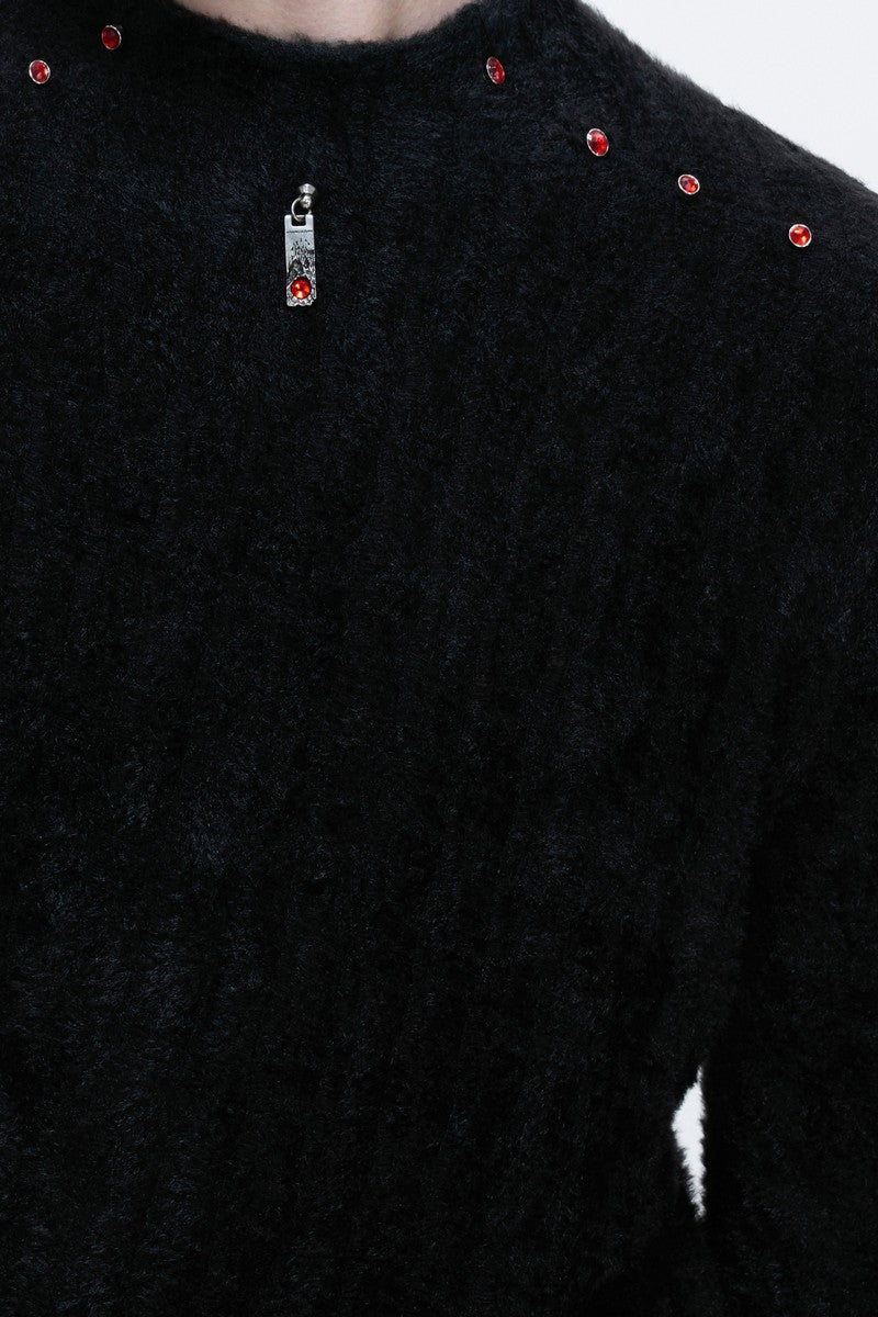 Embellished Padded Shoulder Long Sleeve