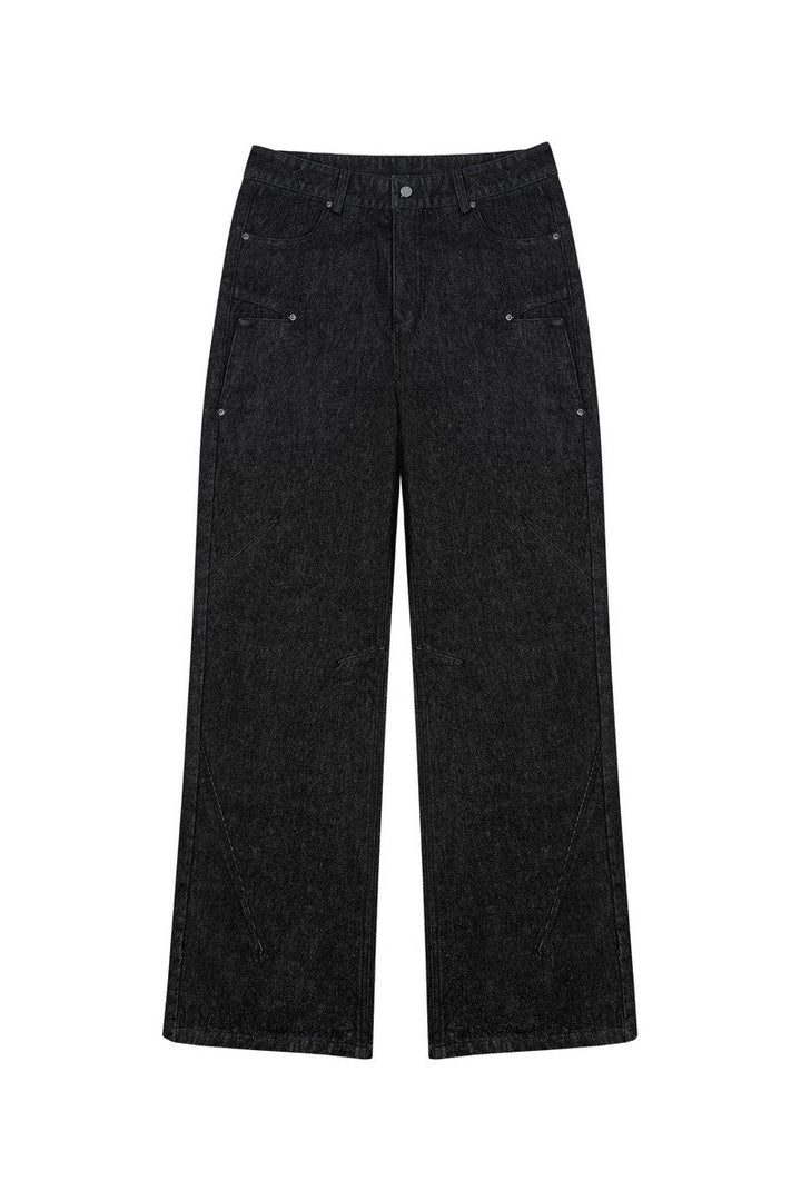 Studded Black Straight Jeans