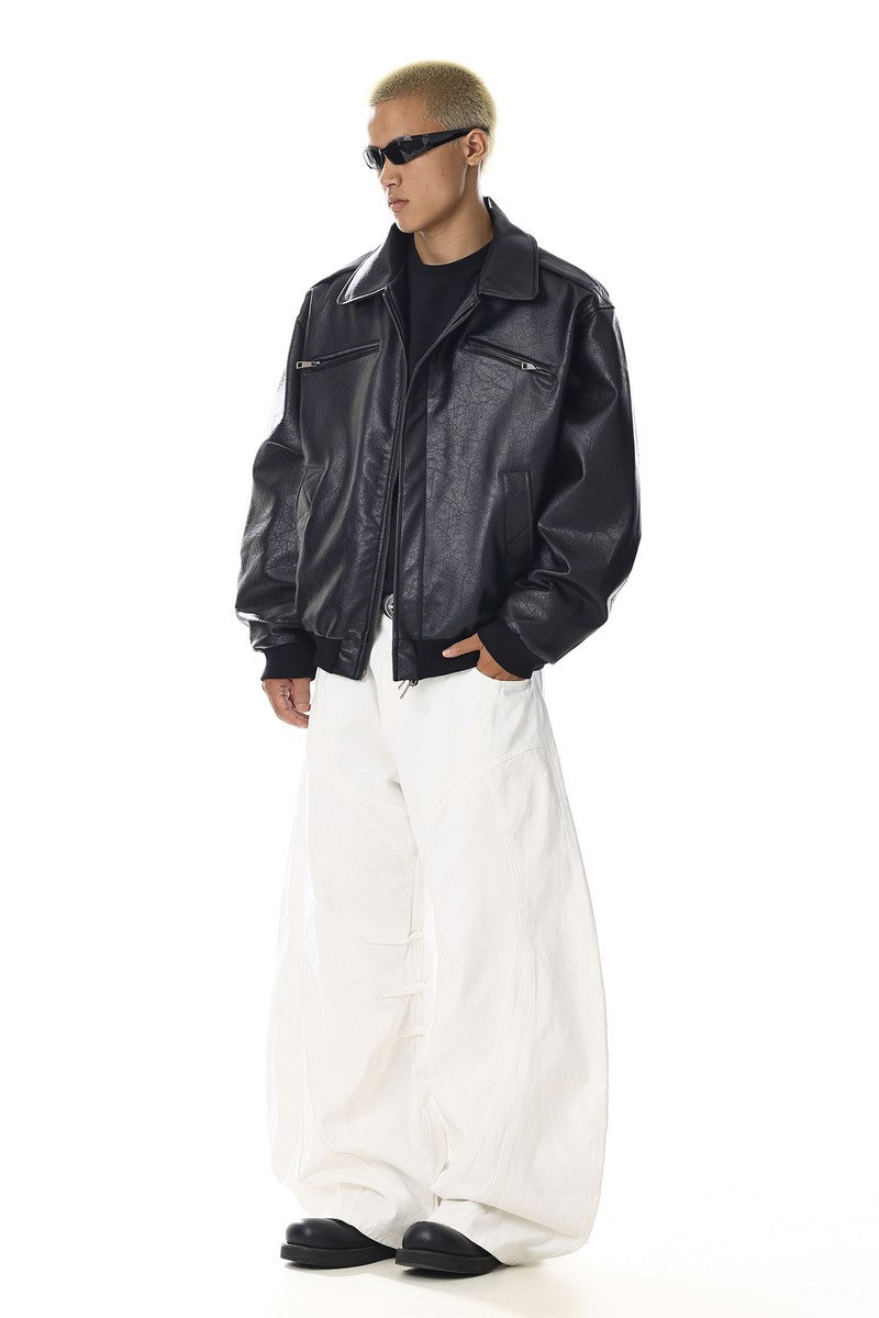 Distressed Textured Biker Jacket