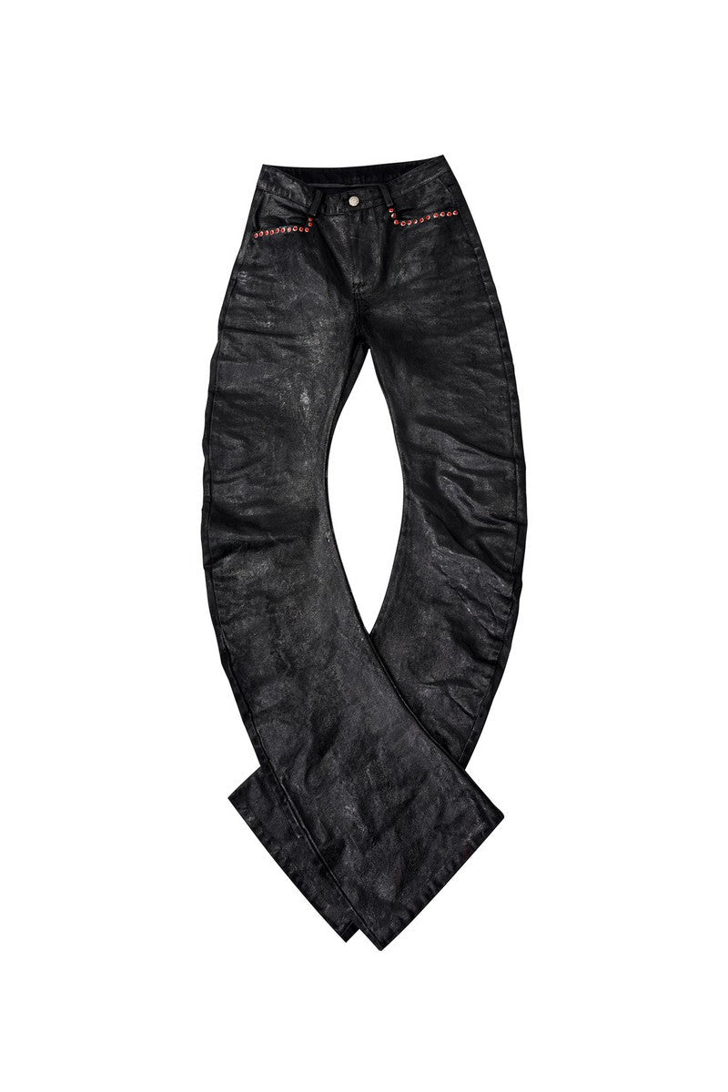 Waxed Flared Stacked Jeans