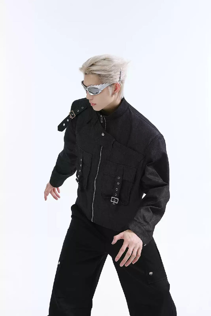 Asymmetrical Metal Detail Jacket