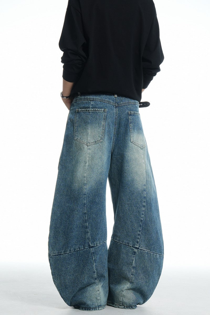 Wrinkled Blue Baggy Jeans