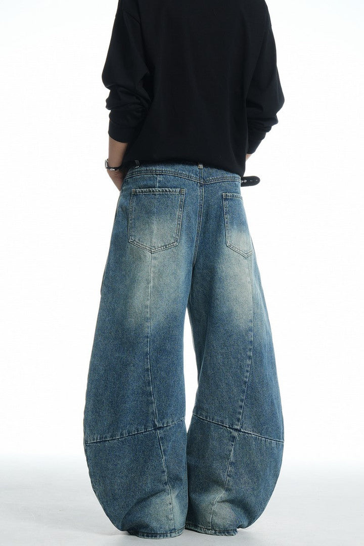 Wrinkled Blue Baggy Jeans