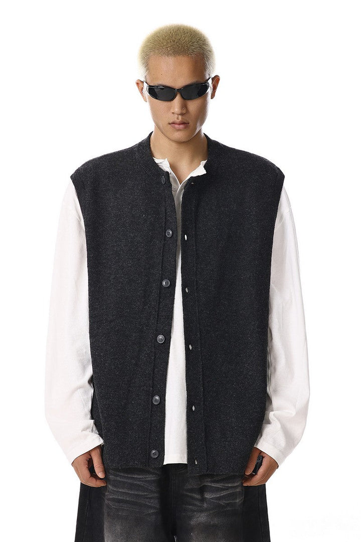 Layered Knit Vest Cardigan
