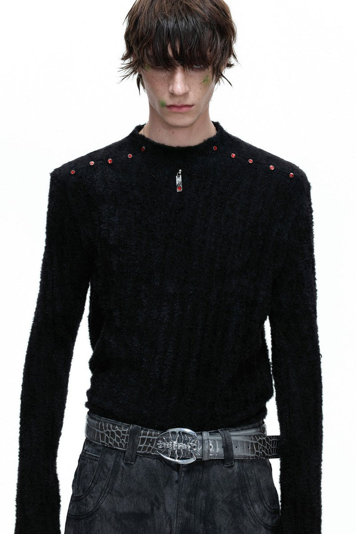 Embellished Padded Shoulder Long Sleeve