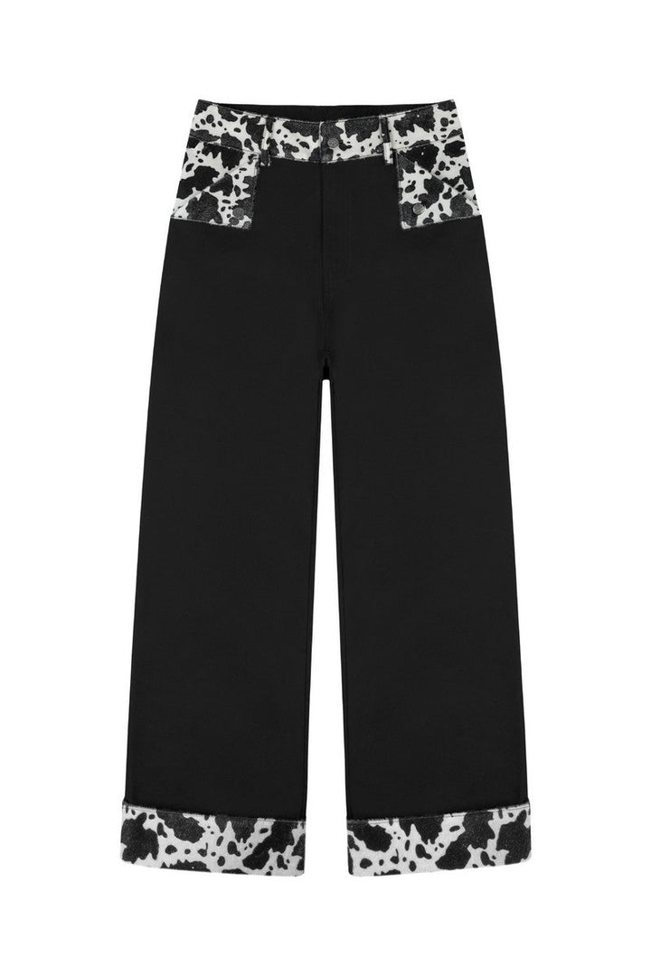Animal Patchwork Wide Leg Pants
