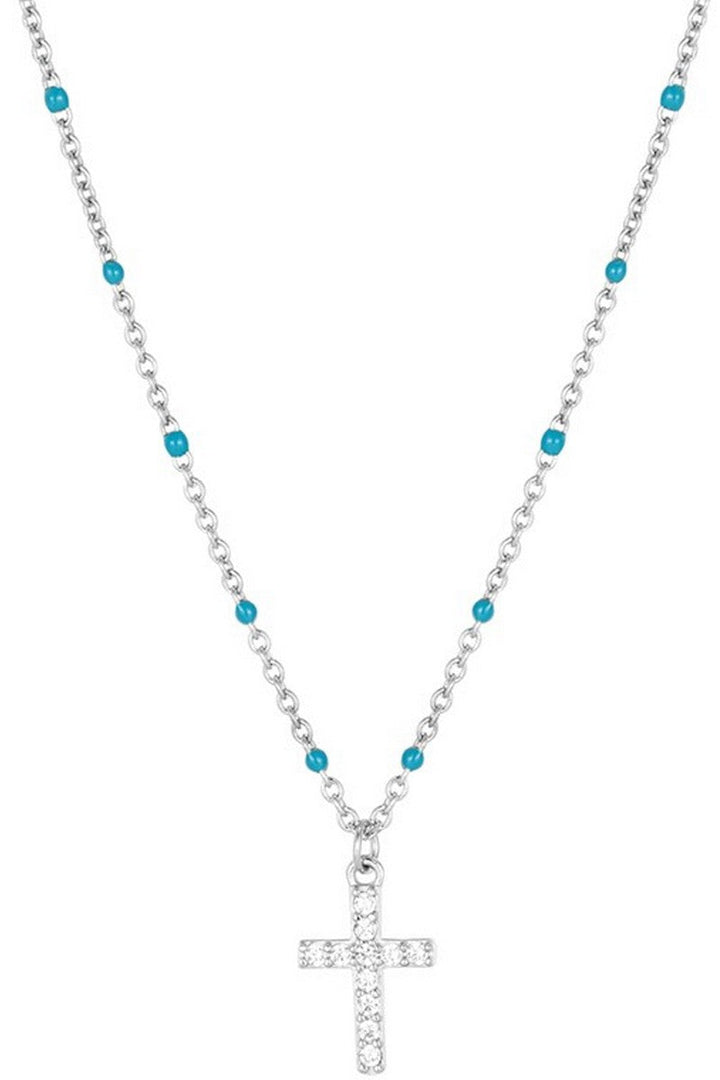 Silver Cross Drip Pendant Necklace