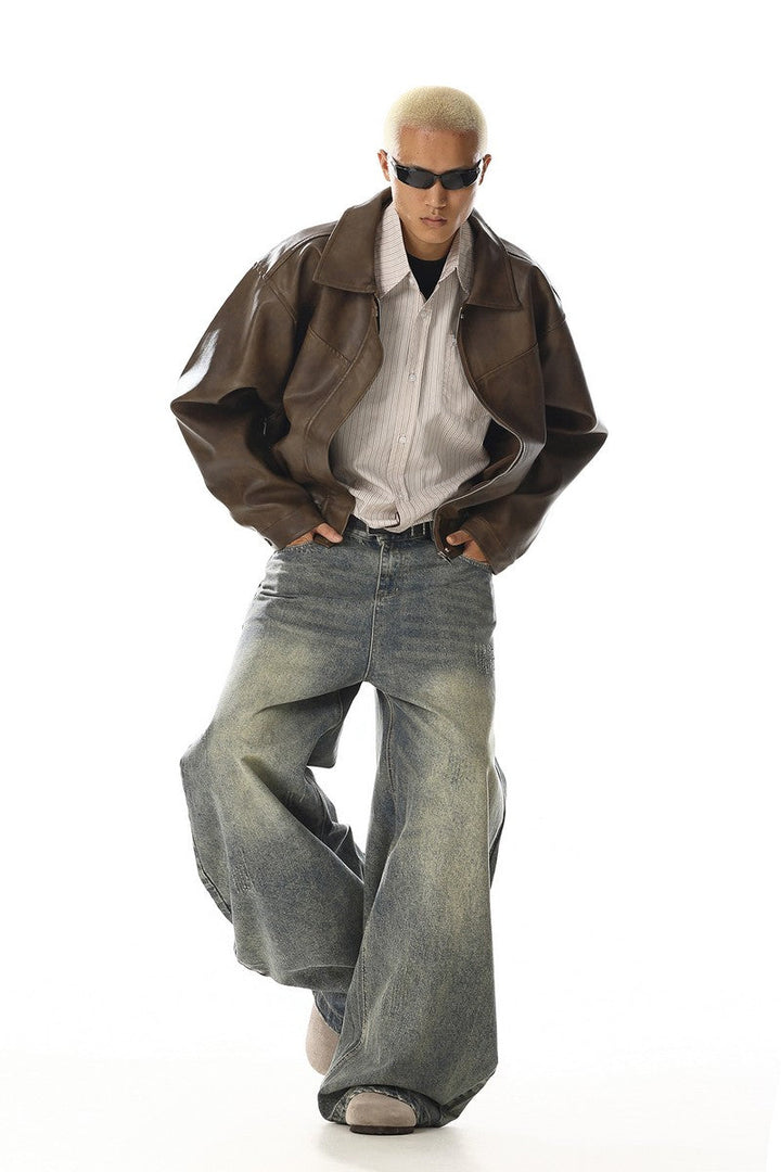 Washed Loose Straight Jeans