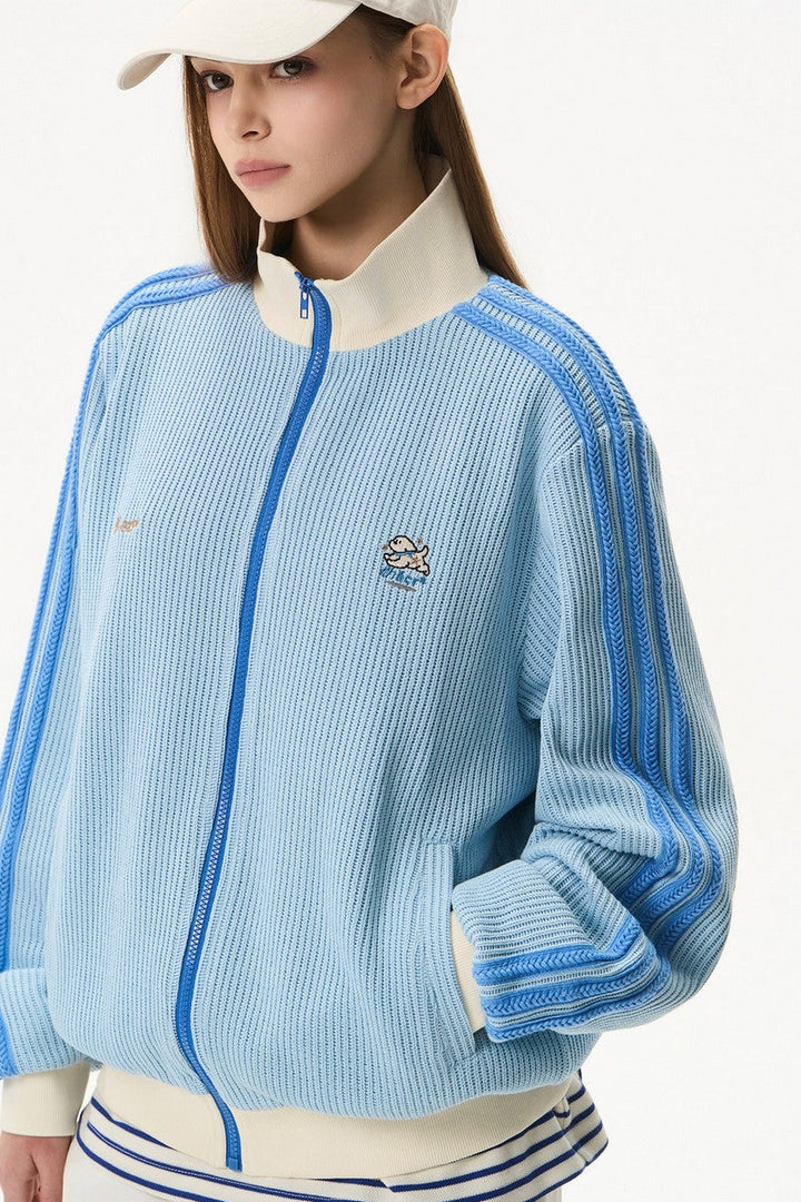 Embroidered Corn Puff Track Jacket