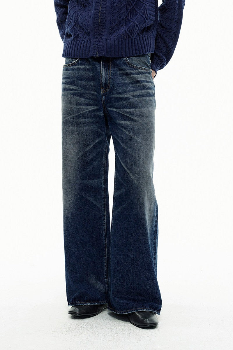 Straight Washed Blue Jeans