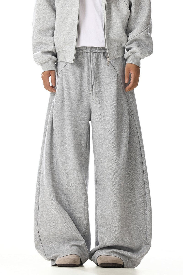 Grey Deconstructed Wide Sweatpants