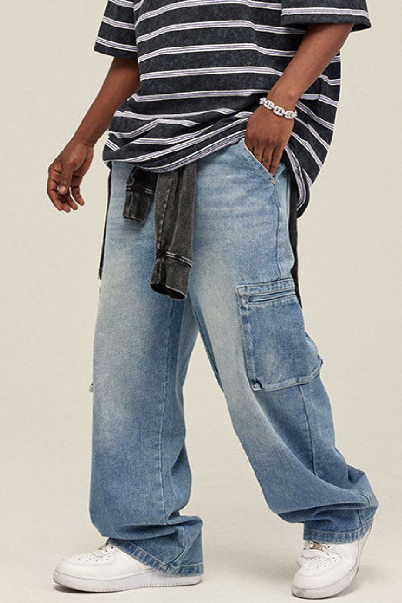 Washed Side Pockets Jeans