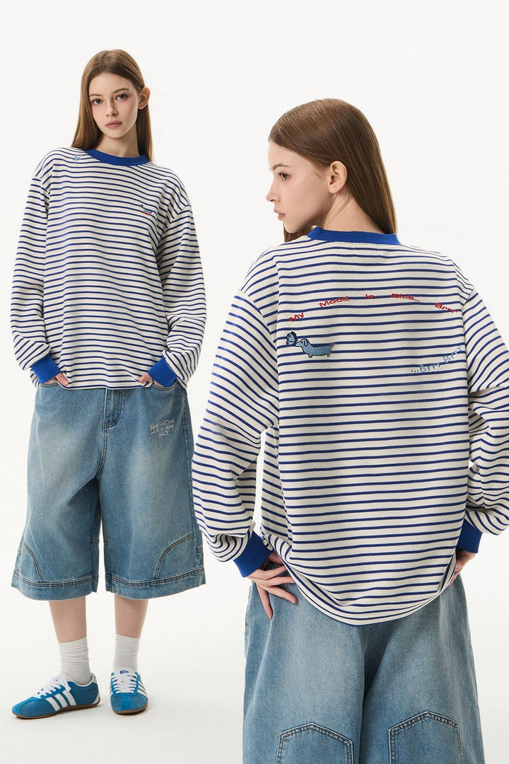 Nautical Stripe Embroidered Tee