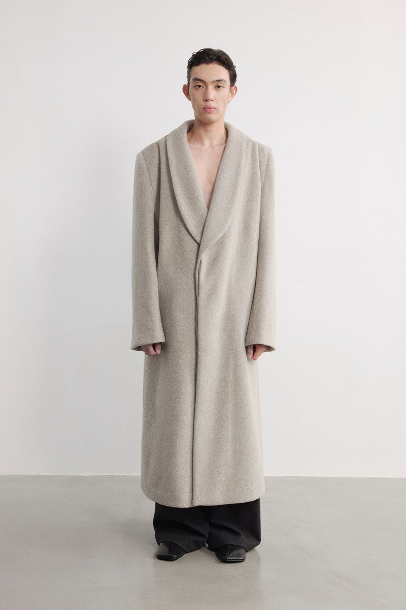 Wool Peaked Lapel Tailored Coat