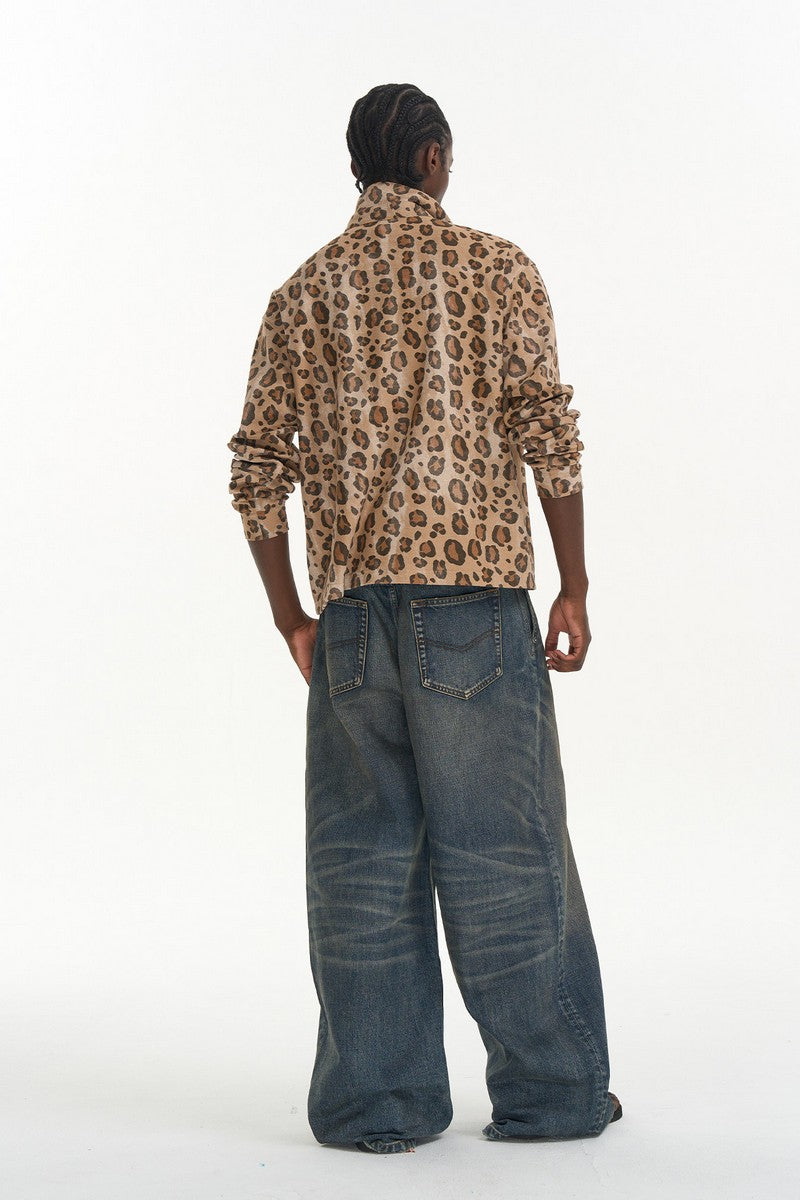 Leopard Print Relaxed Polo Shirt