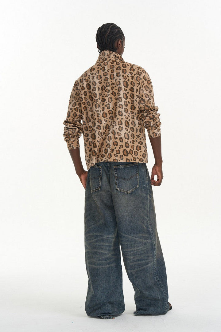 Leopard Print Relaxed Polo Shirt